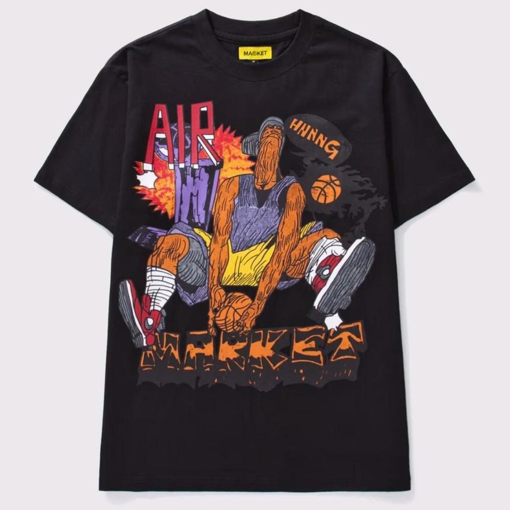 Market “Air Market Hnnng” Graphic T-Shirt Black | Streetwear Tee | Size XXL
